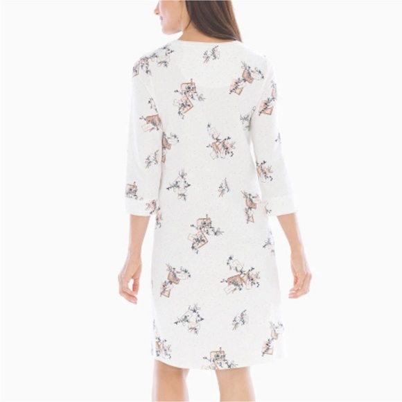 Soma Embraceable Paper Packages Ivory 3/4 sleeve sleep shirt, M, NWT - Picture 2 of 9